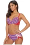 Striped Red and Blue Underwire Bikini Top & Retro Lace Up Hipster Bottom